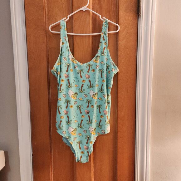 Adorable Pusheen Swimsuit for Cat and Kawaii Lovers, Aqua color, Sz 4XL - Picture 2 of 10